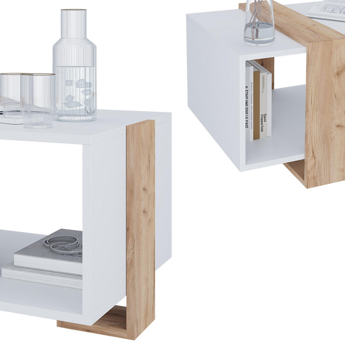 COUCHTISCH Aven Weiß/Goldkraft Eiche 91.5 x 52 cm - Honigeiche/Weiß, Holzwerkstoff (52/91.5/42.1cm) - Vicco