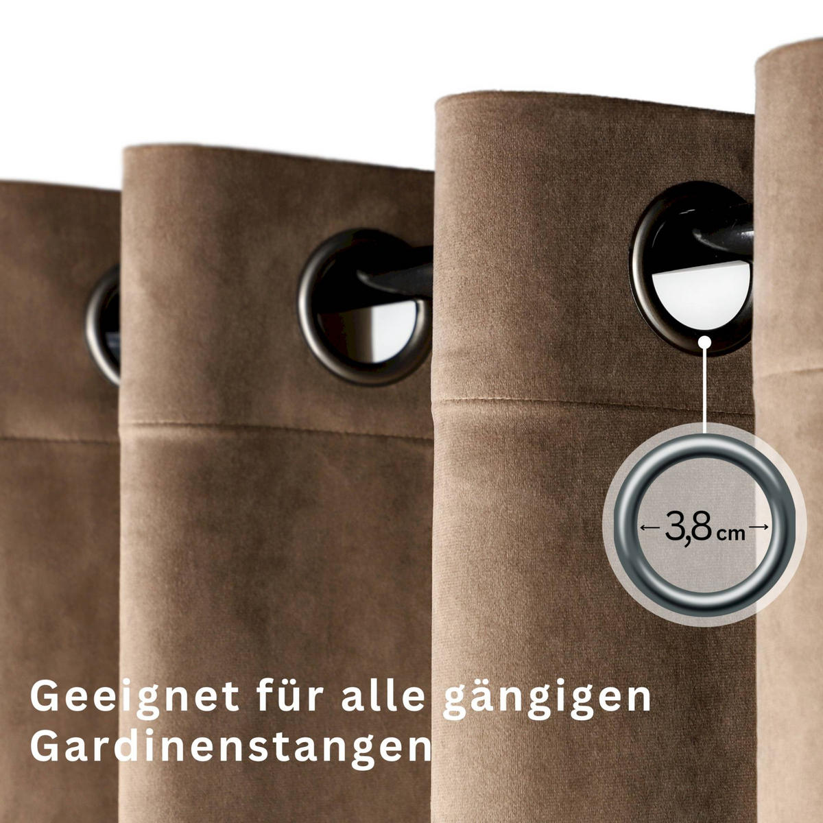 ÖSENVORHANG VELVET SIGNATURE - Braun, Textil (140/1/250cm) - Tom Tailor