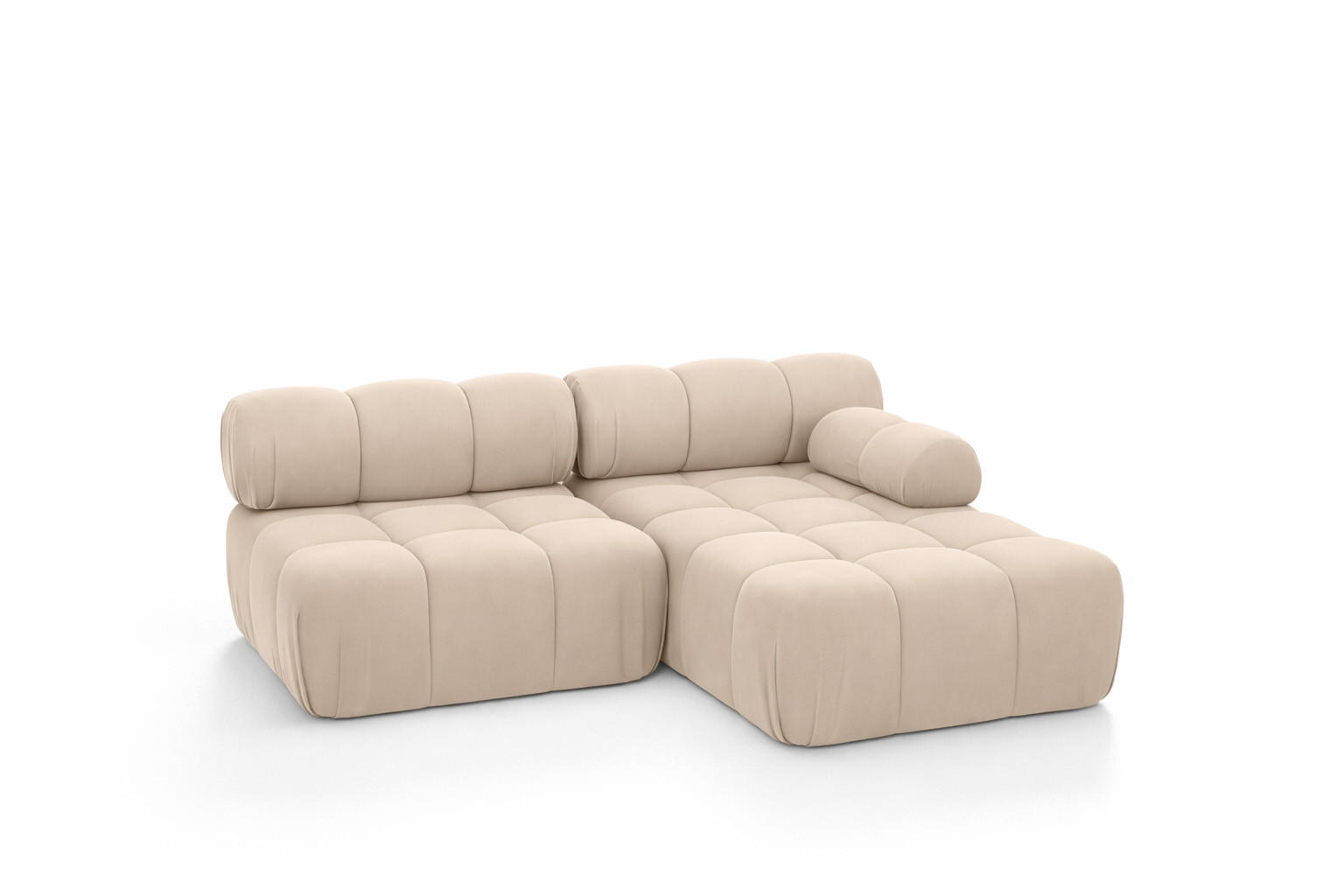 ECKSOFA L-Form Mini II Modular, Veloursstoff Salvador, Beige, Rechts, Selia - Beige, Holz (190/160cm) - Kaiser Möbel