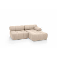 ECKSOFA L-Form Mini II Modular, Veloursstoff Salvador, Beige, Rechts, Selia - Beige, Holz (190/160cm) - Kaiser Möbel