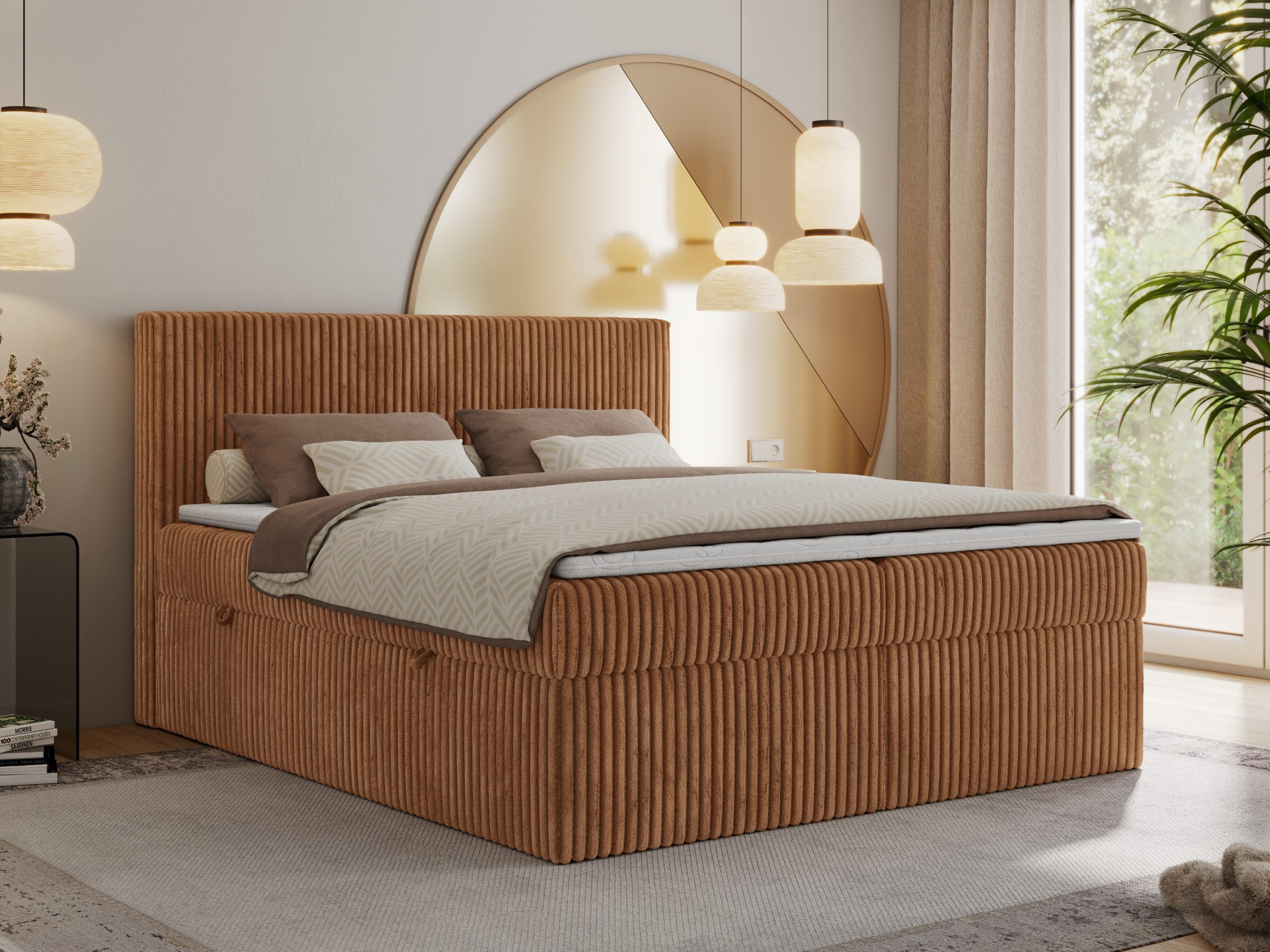 BOXBETT TILIANO 140/200 - Orange Cord - H3 - Orange, Textil (140/200cm) - MKS