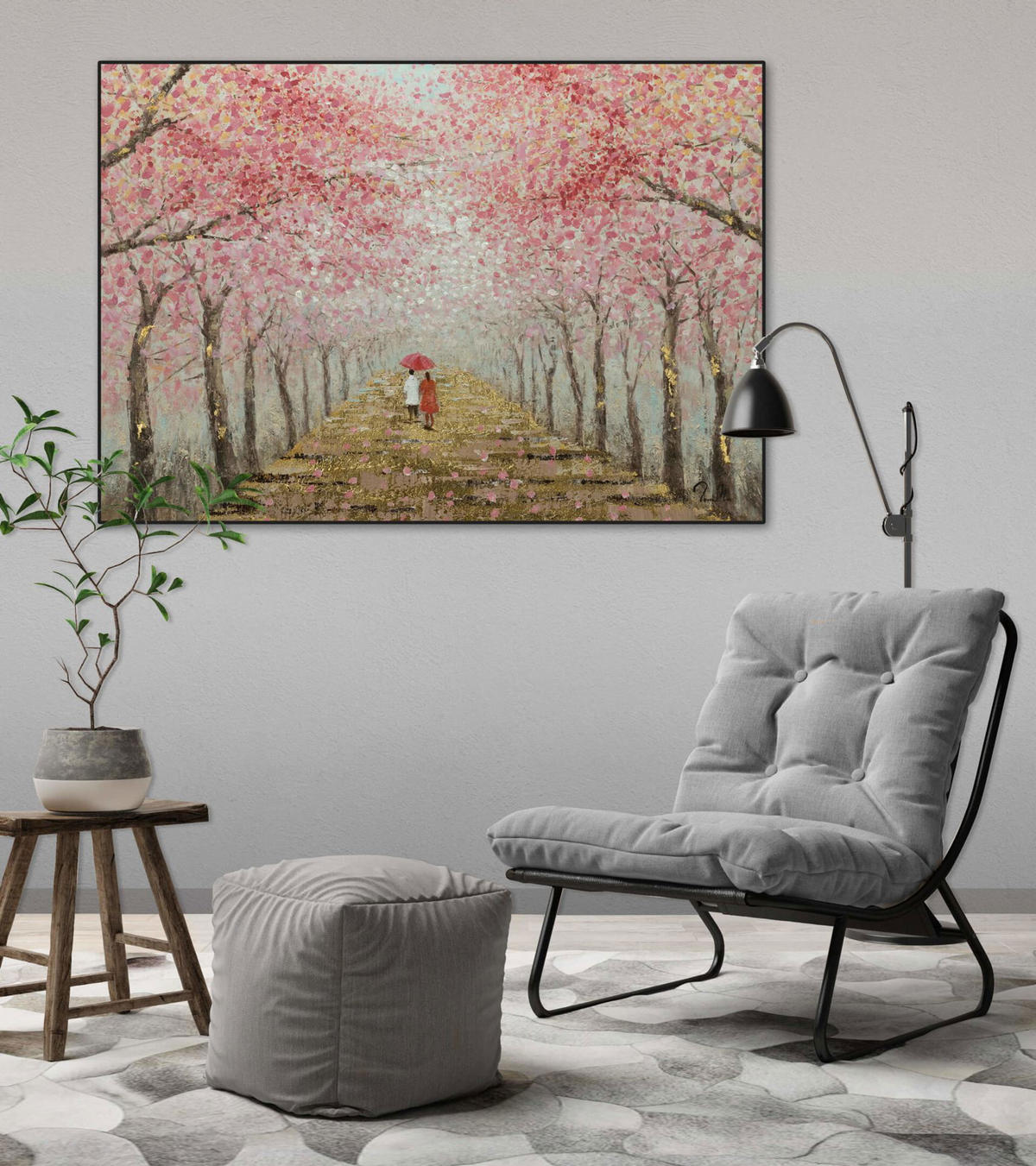 ÖLGEMÄLDE 100/70 cm - Pink/Braun, Holz/Textil (1.9/70cm) - KUNSTLOFT