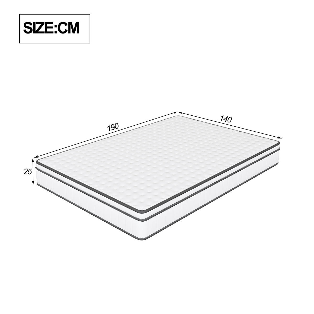 MATRATZE 140x190x25cm H3，Weiß - Weiß, Textil