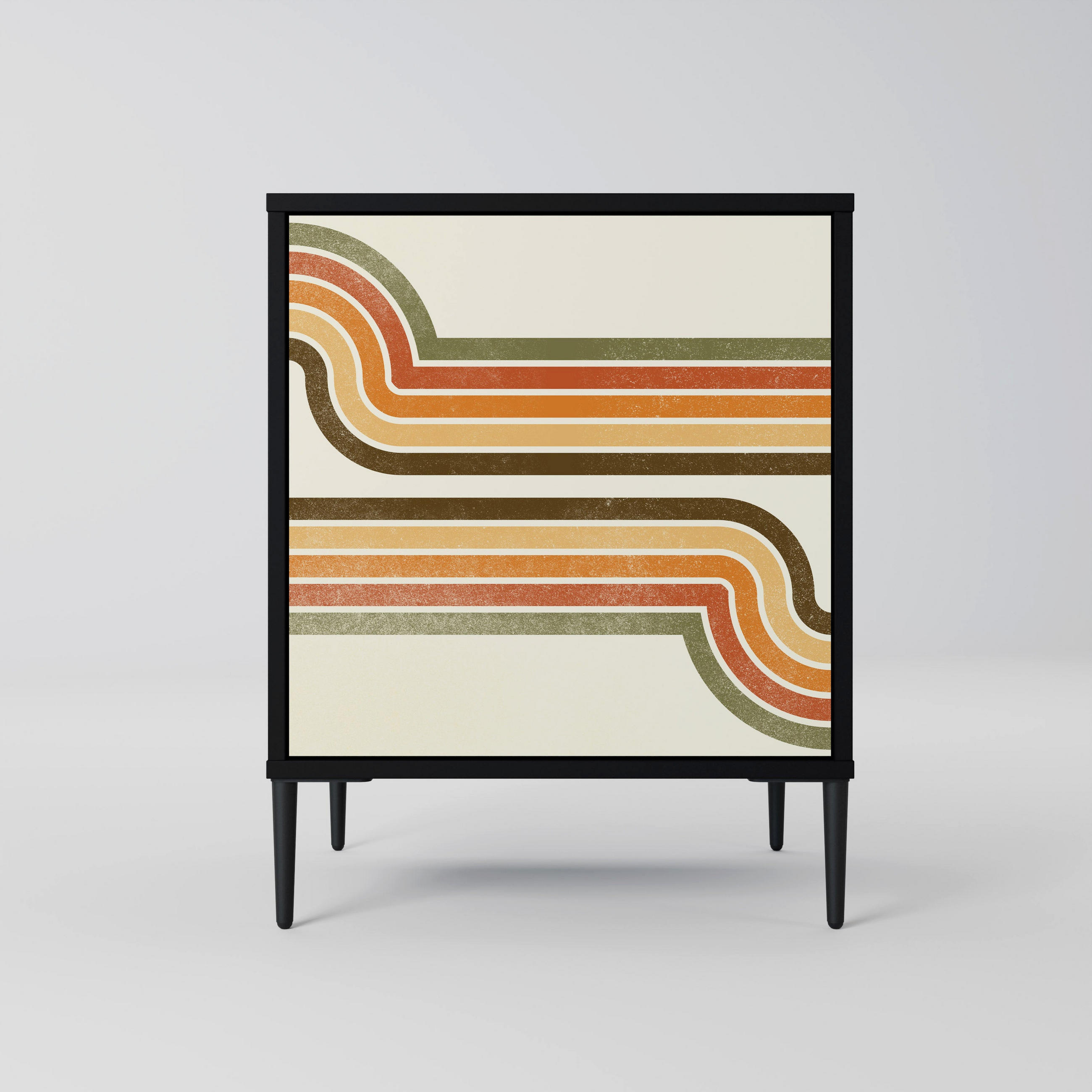 SIDEBOARD EXCEPTIONAL STREAM, Schwarz, 57,5x42x72,5 cm, Schwarze Metallfüße - Multicolor/Schwarz, Holzwerkstoff/Metall (57.5/72.5/42cm) - SpaceRebels