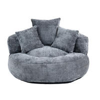 SITZSACK-SESSEL aus Chenille 108x108x52 cm Grau mit Armlehnen und hoher Rückenlehne, weich und komfortabel - Grau, Textil (108/52/108cm) - Modfu
