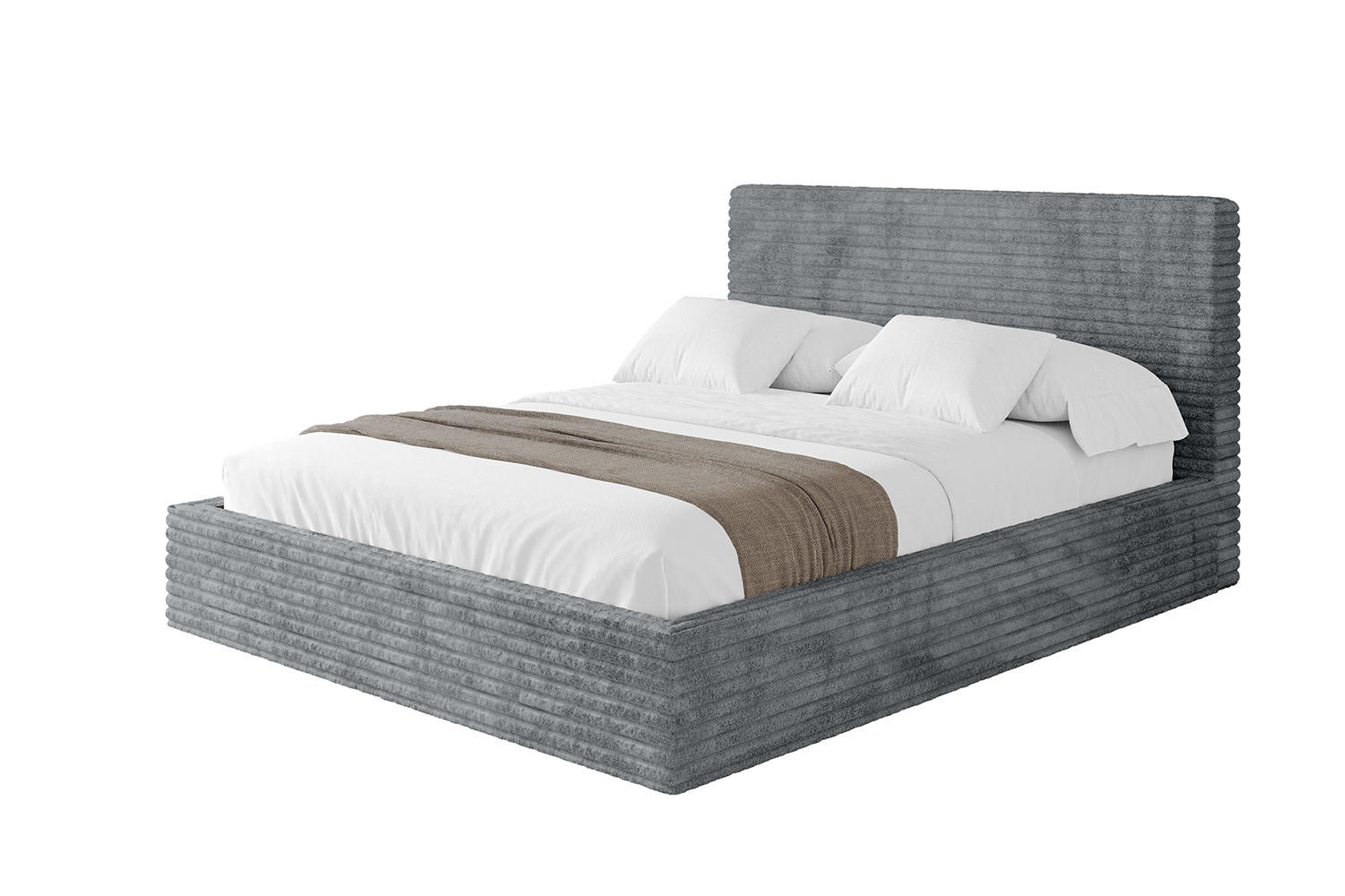 POLSTERBETT mit Bettkasten und Lattenrost, Bett mit Matratze H3/H4 - ALOVA - Dunkelgrau, Holzwerkstoff/Textil (180/200cm) - ALTDECOR