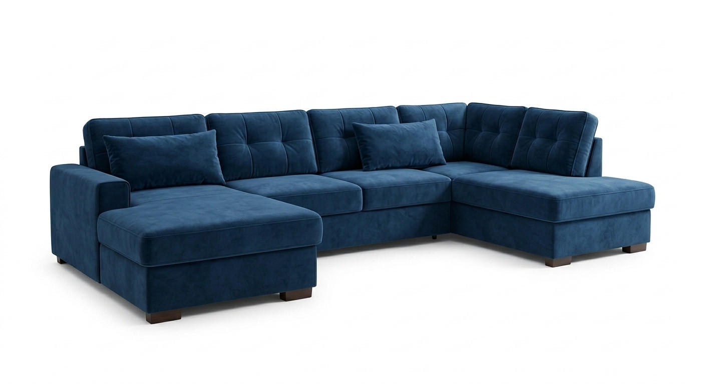 ECKSOFA Asgard U 202/326 cm Dunkelblau Monolit 79 - Apfelbaumfarben/Dunkelblau, Holz/Textil (326/93/202cm) - Eltap