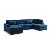 ECKSOFA Asgard U 202/326 cm Dunkelblau Monolit 79 - Apfelbaumfarben/Dunkelblau, Holz/Textil (326/93/202cm) - Eltap