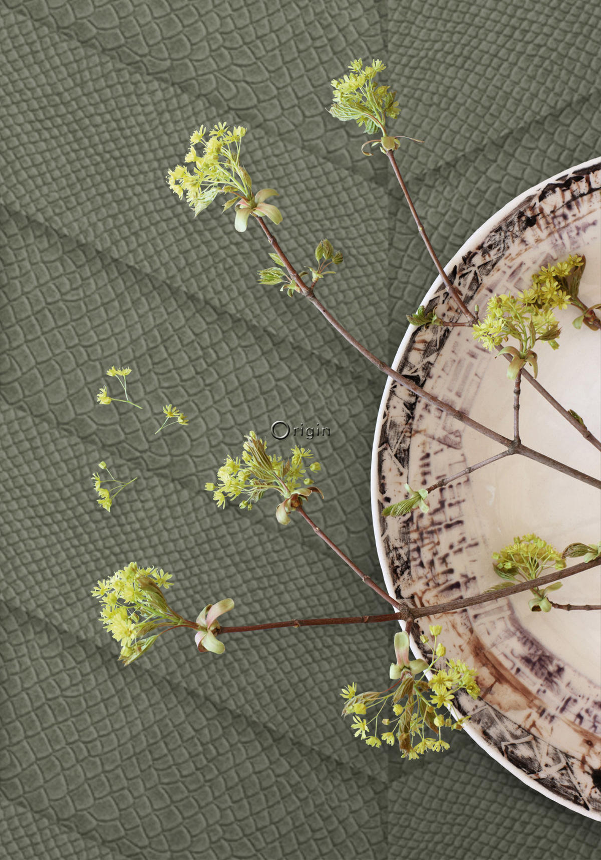 TAPETE Fliesenmuster mit Schlangenhaut-Motiv 53 cm x 10.05 m - Grau, Papier (53/1000cm) - Origin Wallcoverings