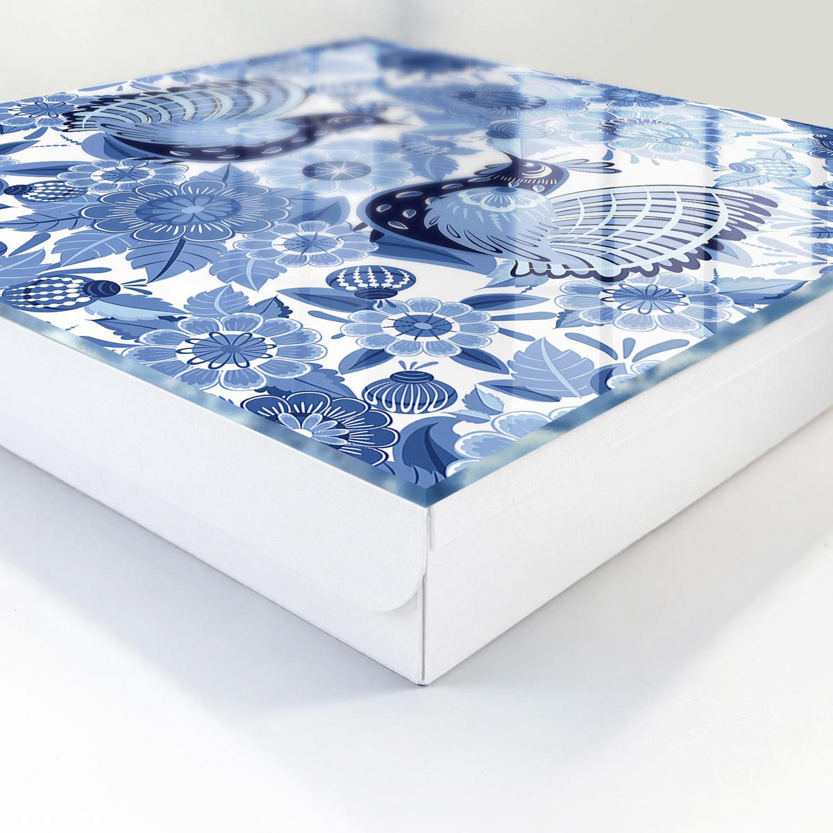 SCHLÜSSELBOX Weiß 30x30 cm – Türöffnung nach rechts - Volksvögel - Blau, Metall (30/30/5cm) - TULUP