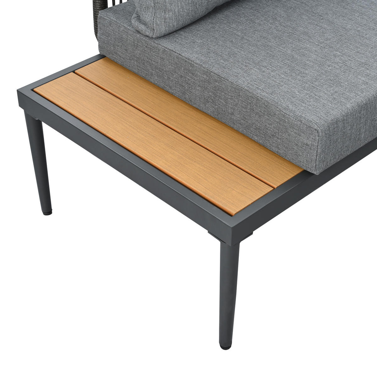GARTENSET 178x139x68cm grau aus Stahl und Olefin, handgewebt - Grau, Metall - Modfu