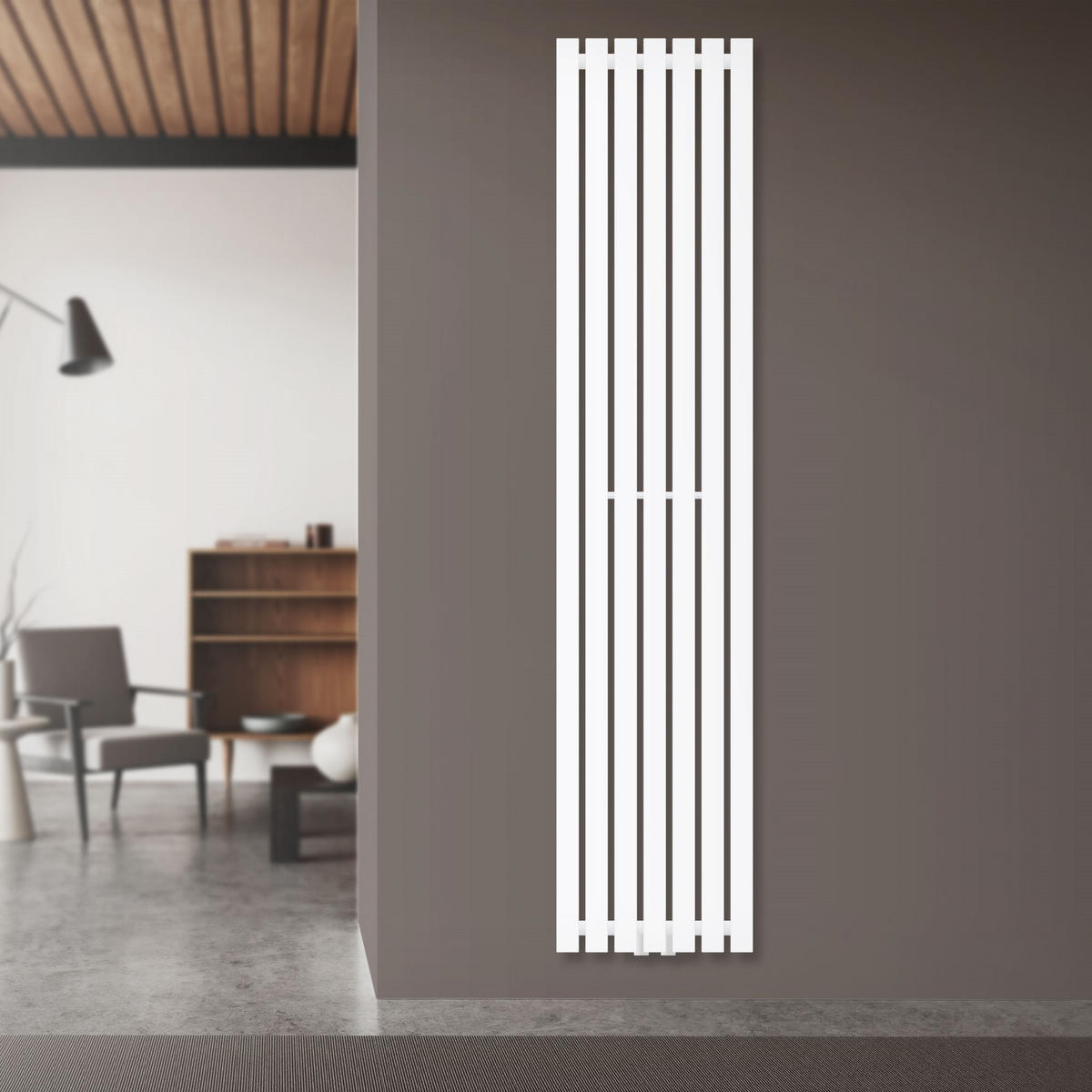 BADHEIZKÖRPER Stella 370x1800 mm Weiß mit Mittelanschluss - Weiß, Metall (37/180/5cm) - LuxeBath