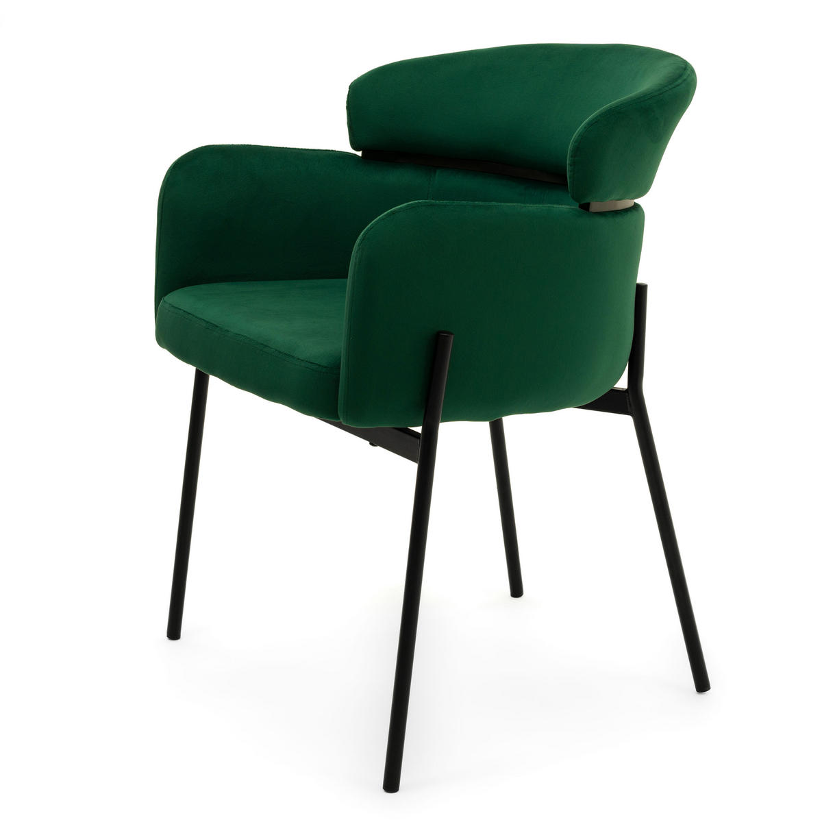 STUHL BOLZANO gepolsterter mit Steppung - grün - Samt Velour - Schwarz/Grün, Textil/Metall (62/80/61cm) - NEW HOME