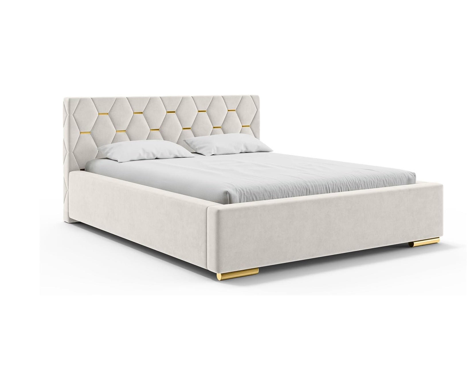 BETT VERSAL - Goldfarben/Creme, Holzwerkstoff (120/200cm) - Meblini