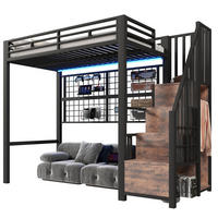 HOCHBETT 90/200 cm, Schwarz mit Stauraumleiter, Hänggitter, ohne Matratze - Schwarz, Metall (90/200cm) - MIVRAY