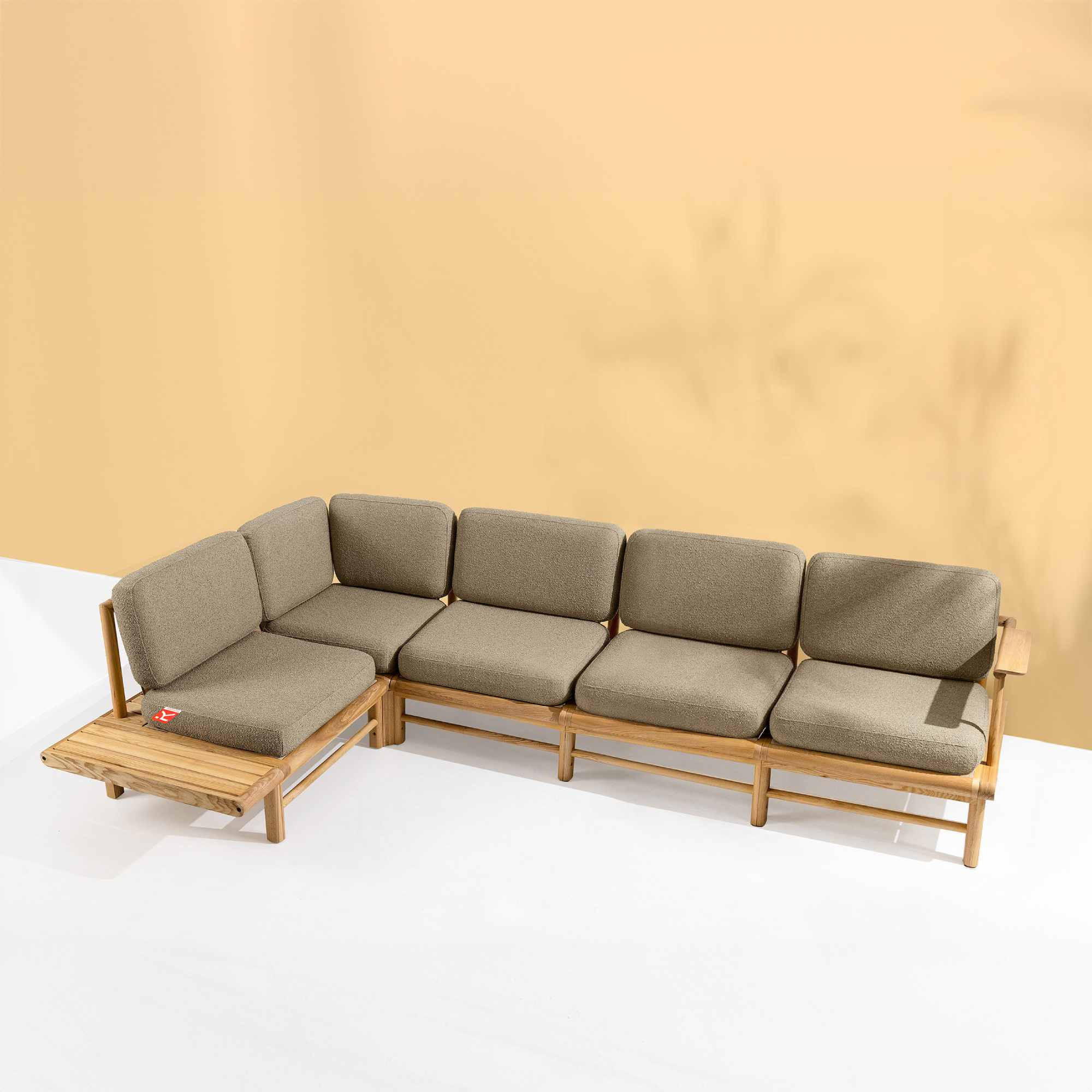 Thumbnail - Konsimo® Loungesofa, Beige, Holz, Textil, 300x80x175 cm, Loungemöbel, Gartensofas