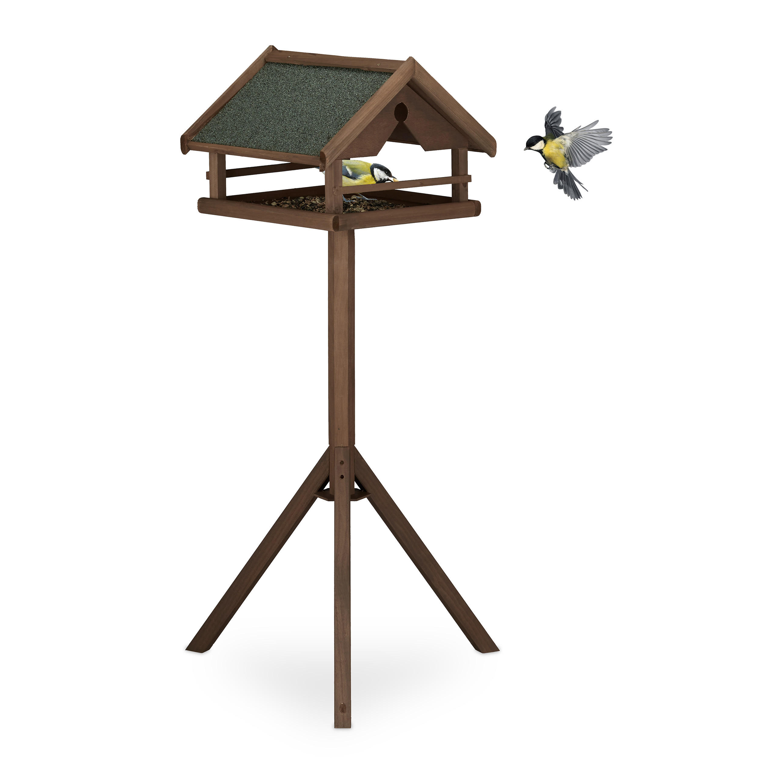 VOGELFUTTERHAUS - Dunkelbraun, Holz (62/120/55cm) - Relaxdays