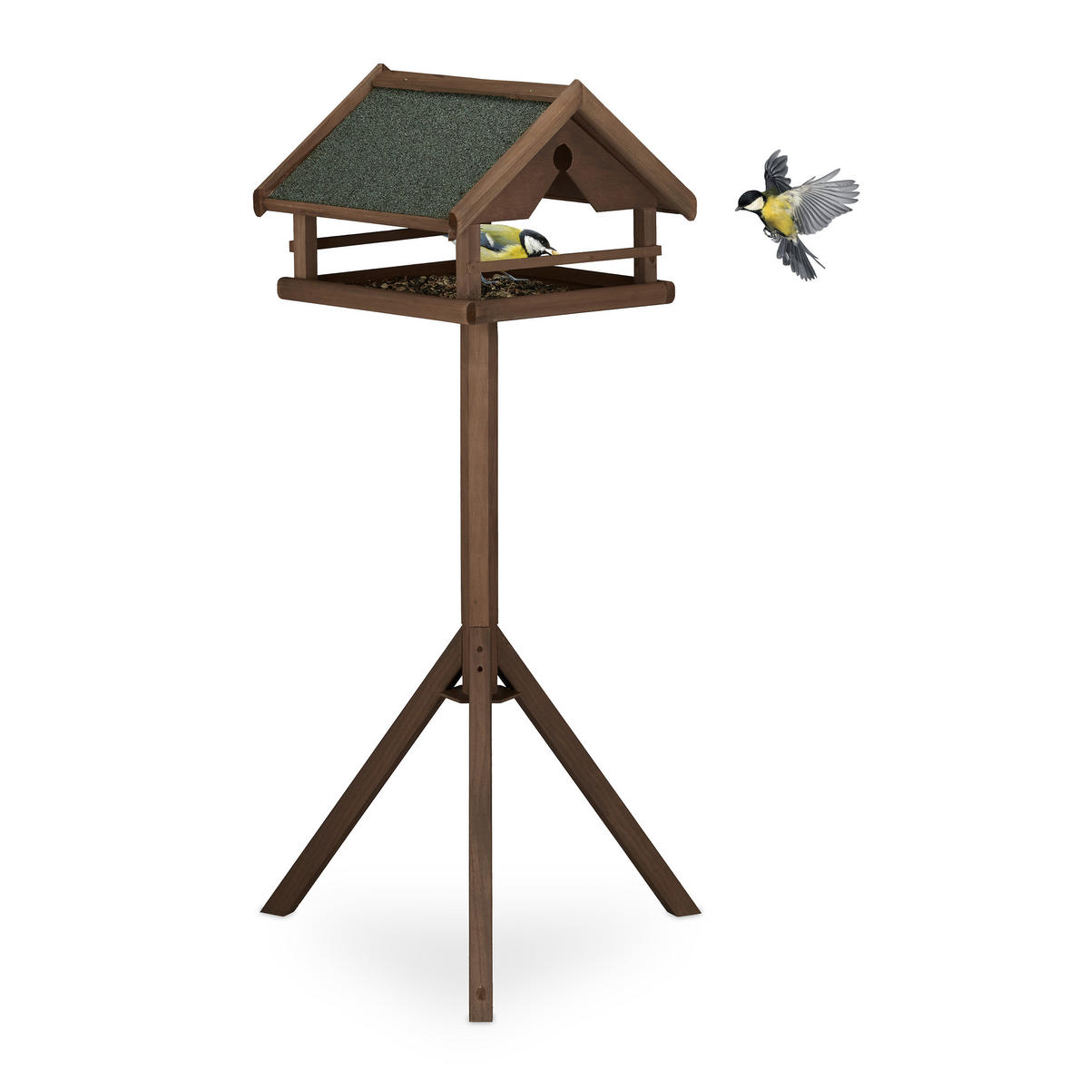 VOGELFUTTERHAUS - Dunkelbraun, Holz (62/120/55cm) - Relaxdays