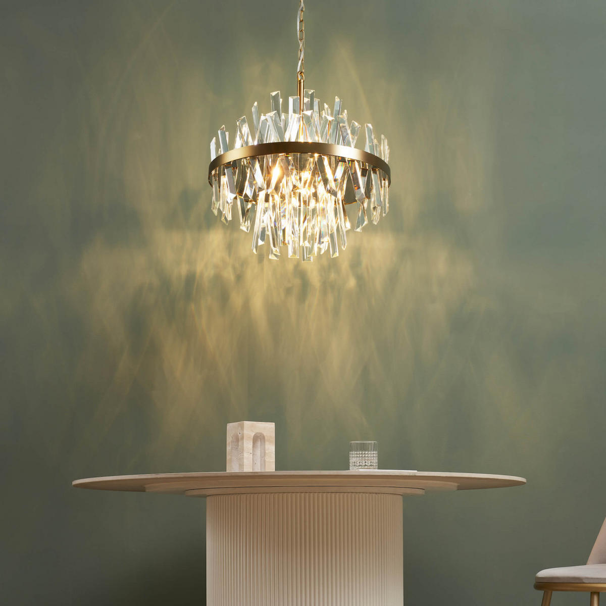 HÄNGELEUCHTE Ariella, Transparent und goldfarben, 53cm - Transparent, Glas (53/50/53cm) - KOSILUM