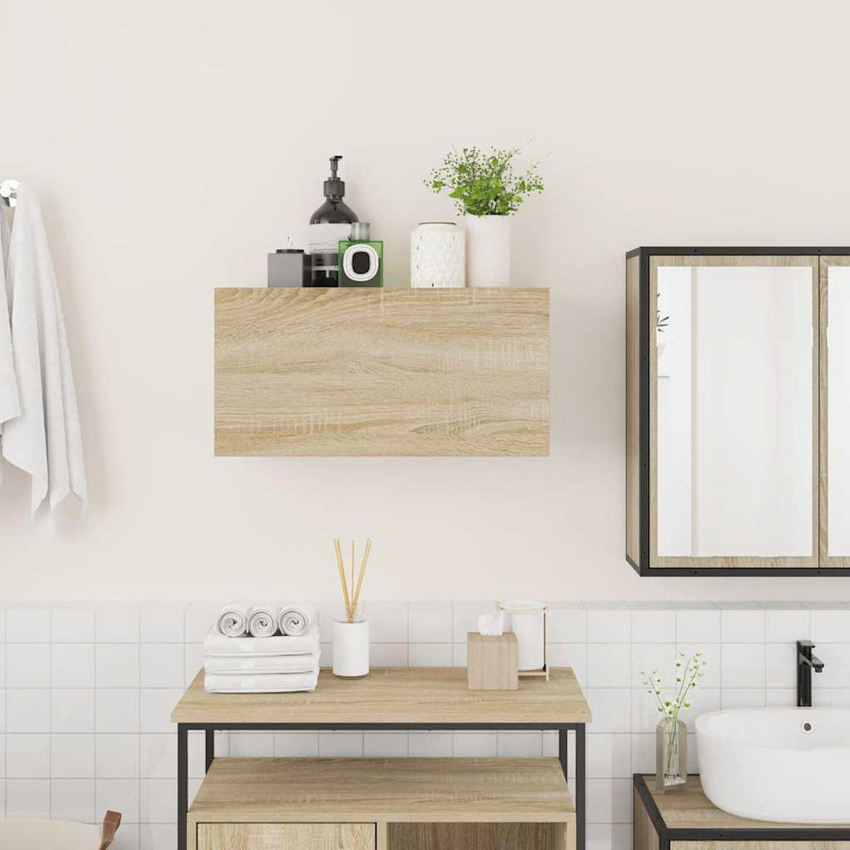 BAD-WANDSCHRANK Sonoma-Eiche 60/25/30 Cm Holzwerkstoff - Hellbraun, Holzwerkstoff (25/30/60cm) - vidaXL