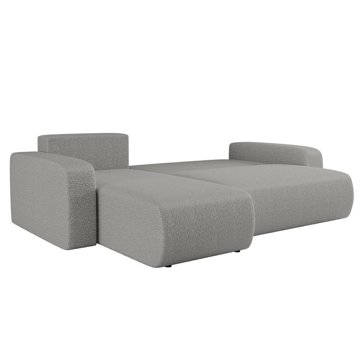 ECKSOFA L-FORM Schlaffunktion Und Bettkasten Eckcouch MILANO L Stoff Quelle Grau Rechts - Grau, Holz/Textil (244/142cm) - Kaiser Möbel