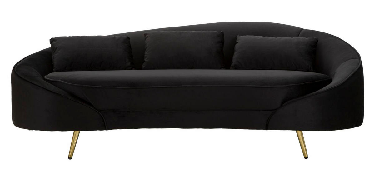 3-SITZER Sofa gepolstert Oslo - Schwarz - Schwarz, Holz/Kunststoff (84/68/185cm) - Pasmara