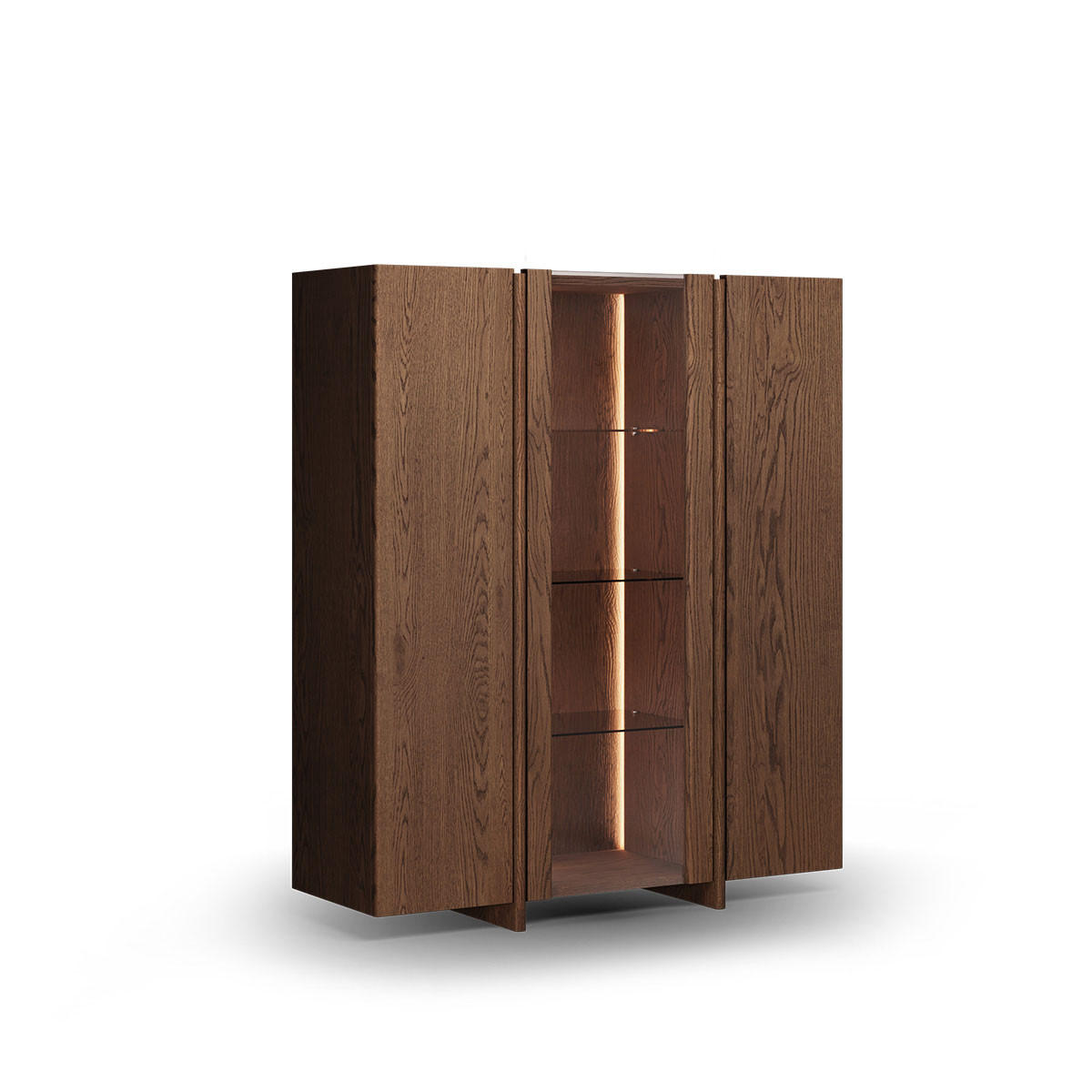VITRINE Travertino Wildeiche Tabak 120 / 41 / 140cm ohne Travertin Naturstein - Wildeiche, Holz (120/140/41cm) - Feldmann-Wohnen