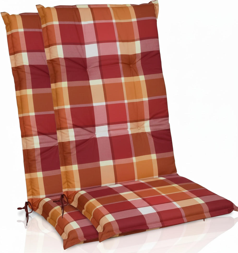 HOCHLEHNERAUFLAGE Sunny RO 120x50x6cm Rot Kariert (2tlg) - Rot, Textil (50/6/120cm) - Beautissu 