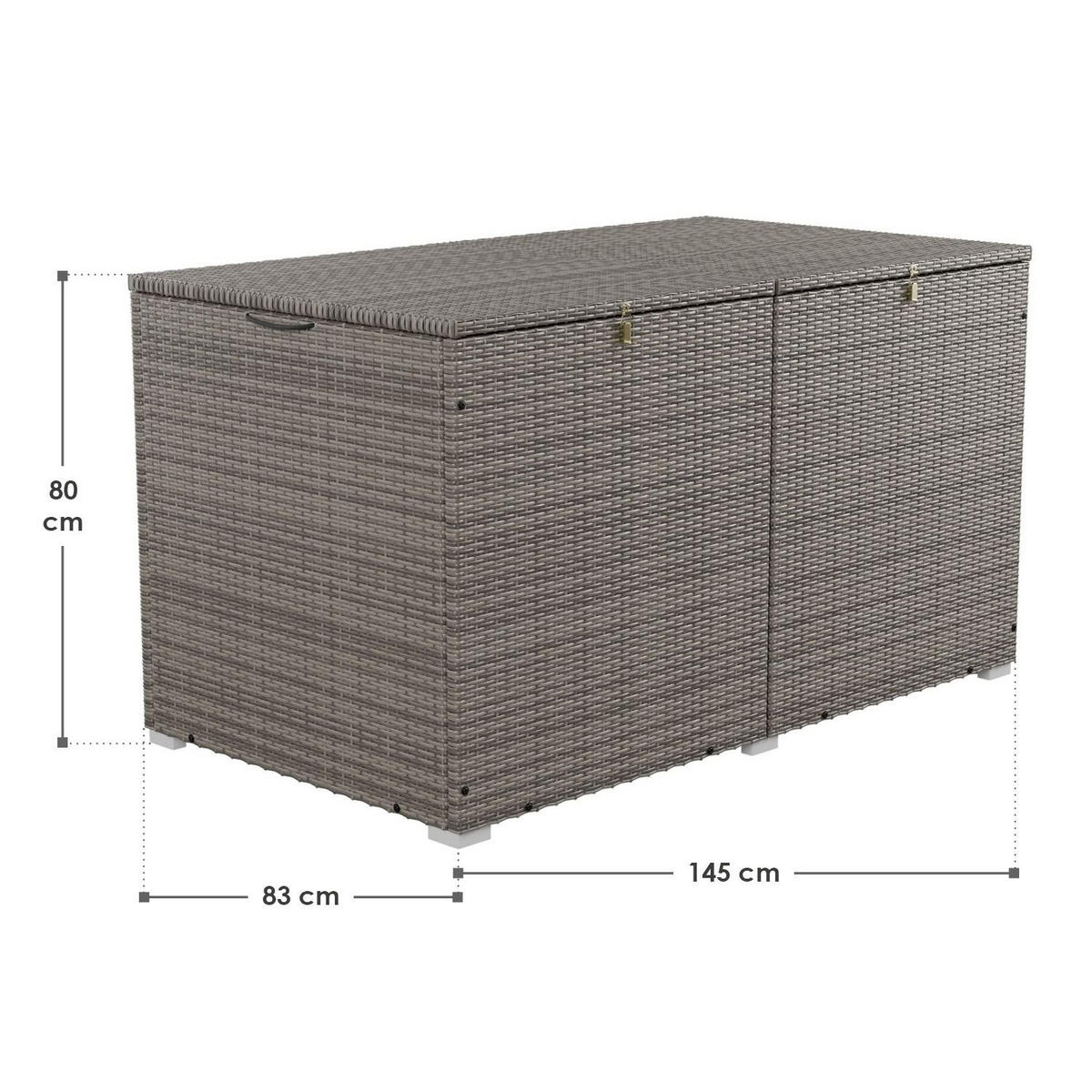 AUFLAGENBOX Ikaria grau-meliert - Grau, Kunststoff (145/80/83cm) - Juskys