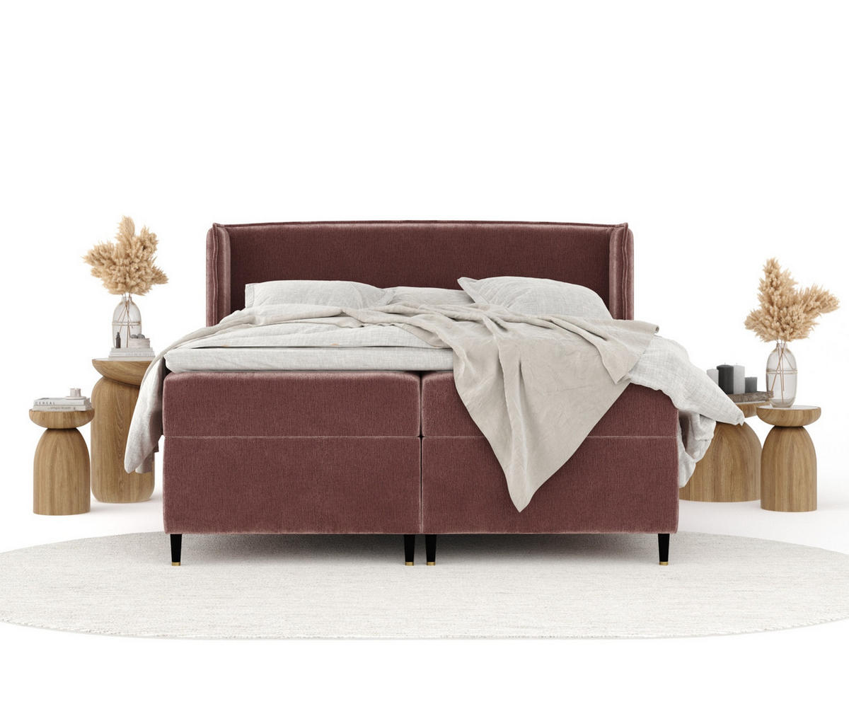 BOXSPRINGBETT Segni Rosa 140/200 cm mit Matratze und Topper - Pink/Schwarz, Holz/Holzwerkstoff (140/200cm) - Maison de Reve