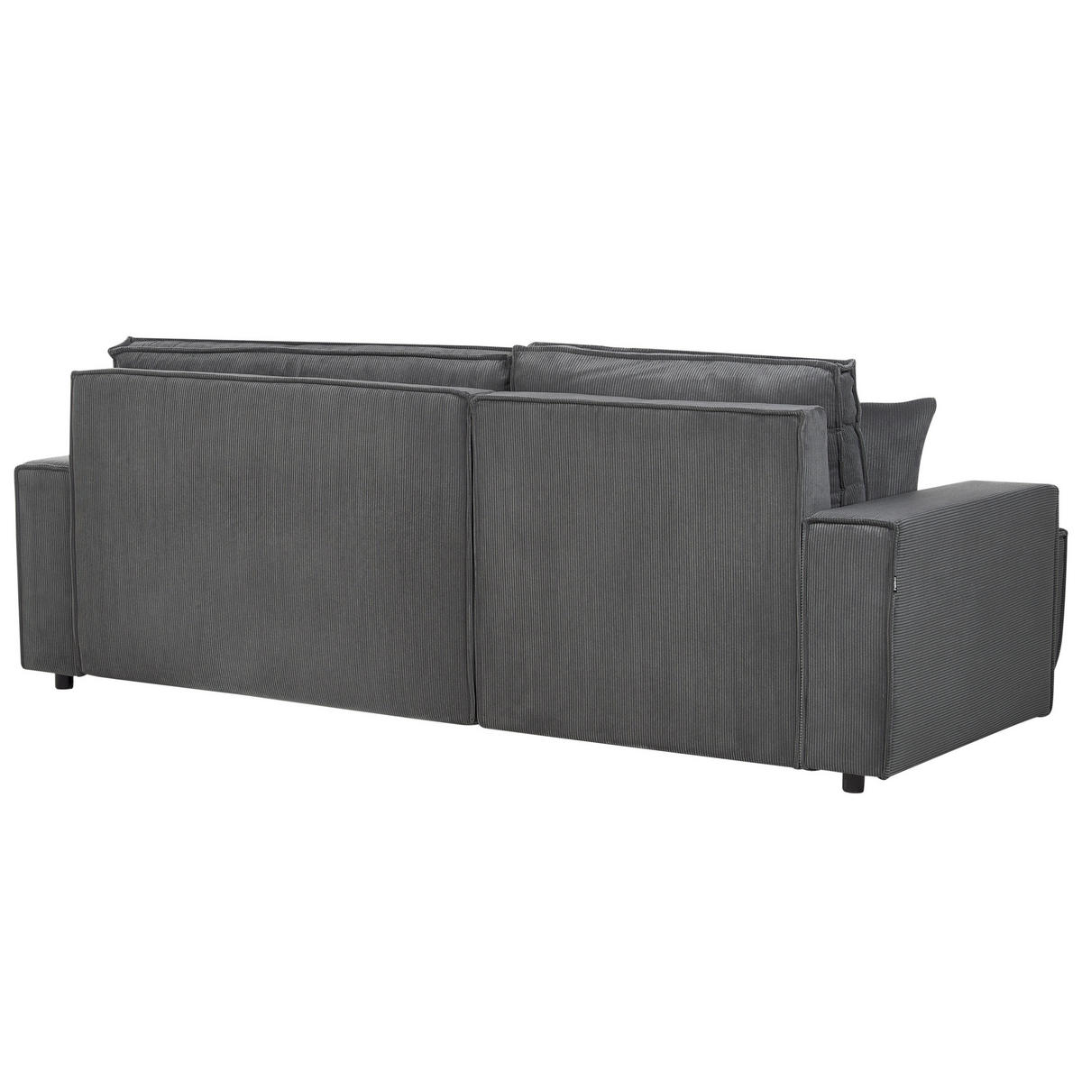 2-SITZER-ECKSOFA Cord graphitgrau linksseitig mit Schlaffunktion Abacka - Schwarz/Grau, Textil (247/147cm) - Beliani