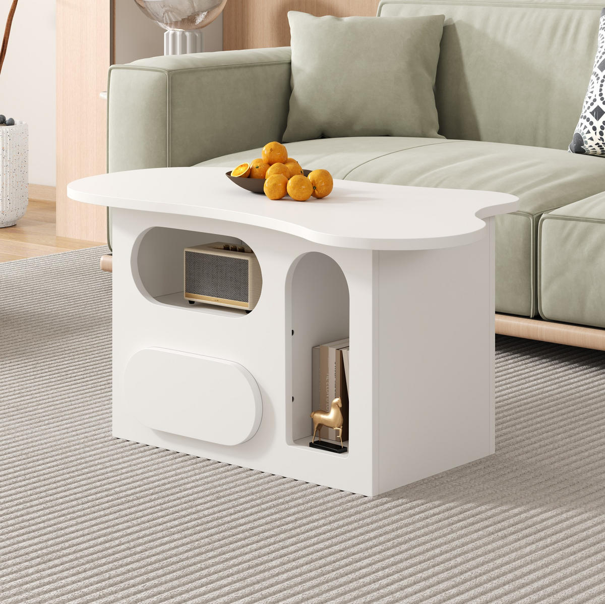 COUCHTISCH mit Schubladen 97 x 45 x 43,5 cm Weiß - Weiß, Holzwerkstoff (97/45/43.5cm) - Meubliv