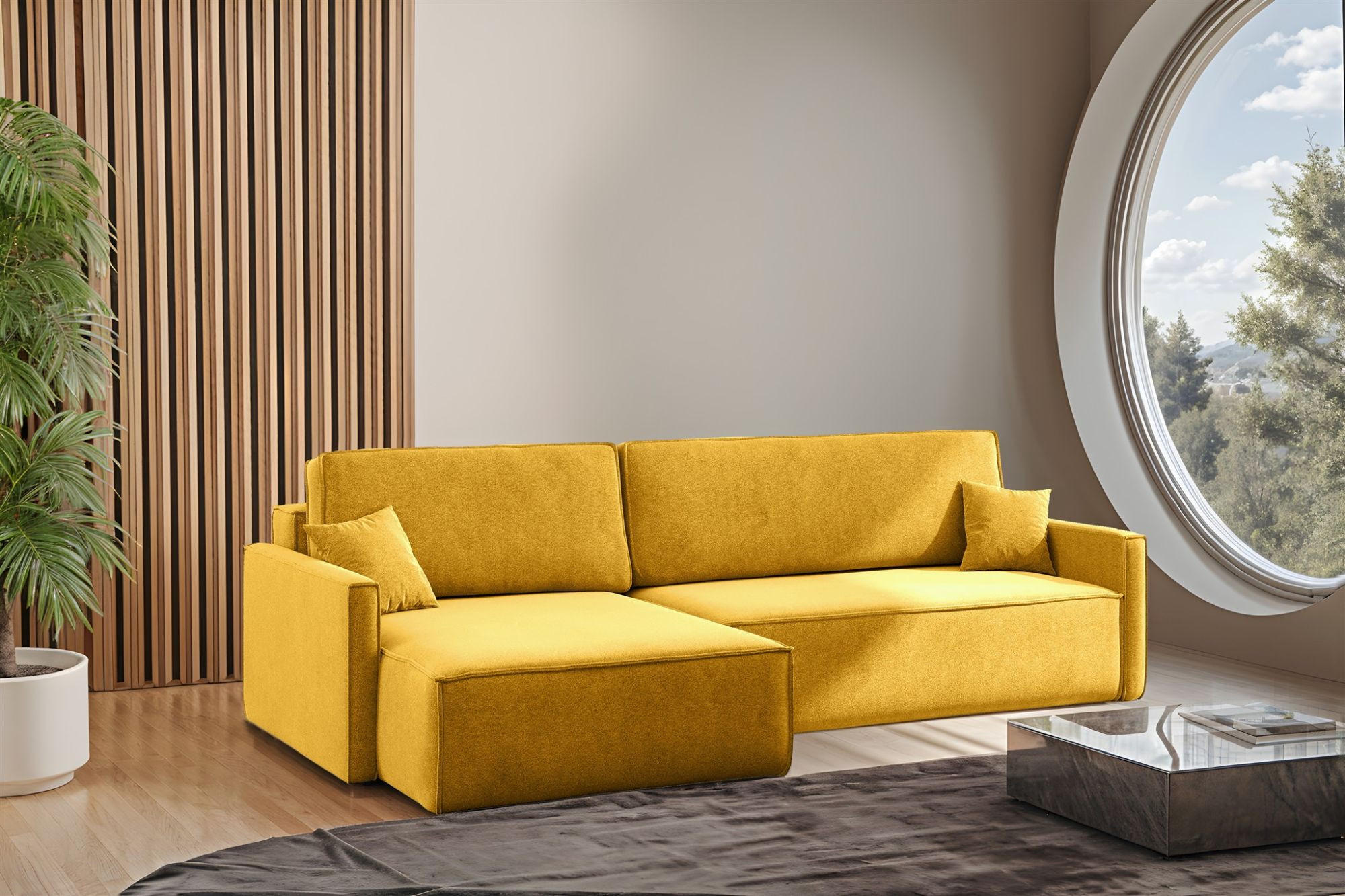 ECKSOFA Louis Salvador - Gelb, Holzwerkstoff/Textil (250/142cm) - Fun Möbel