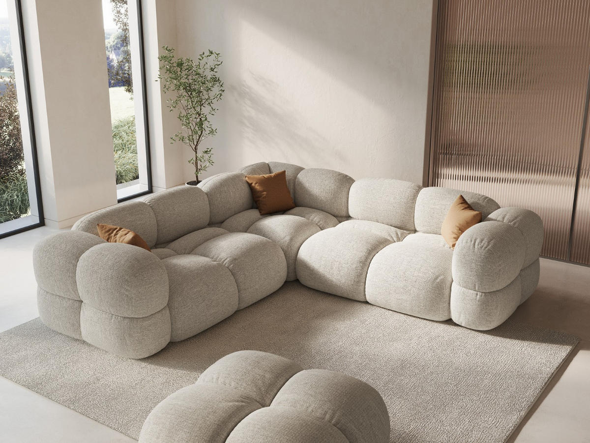 WENDBARES-ECKSOFA Loretto aus strukturiertem Stoff beige 4 Sitzplätze - Beige, Textil (250/250cm) - Cosmopolitan Design