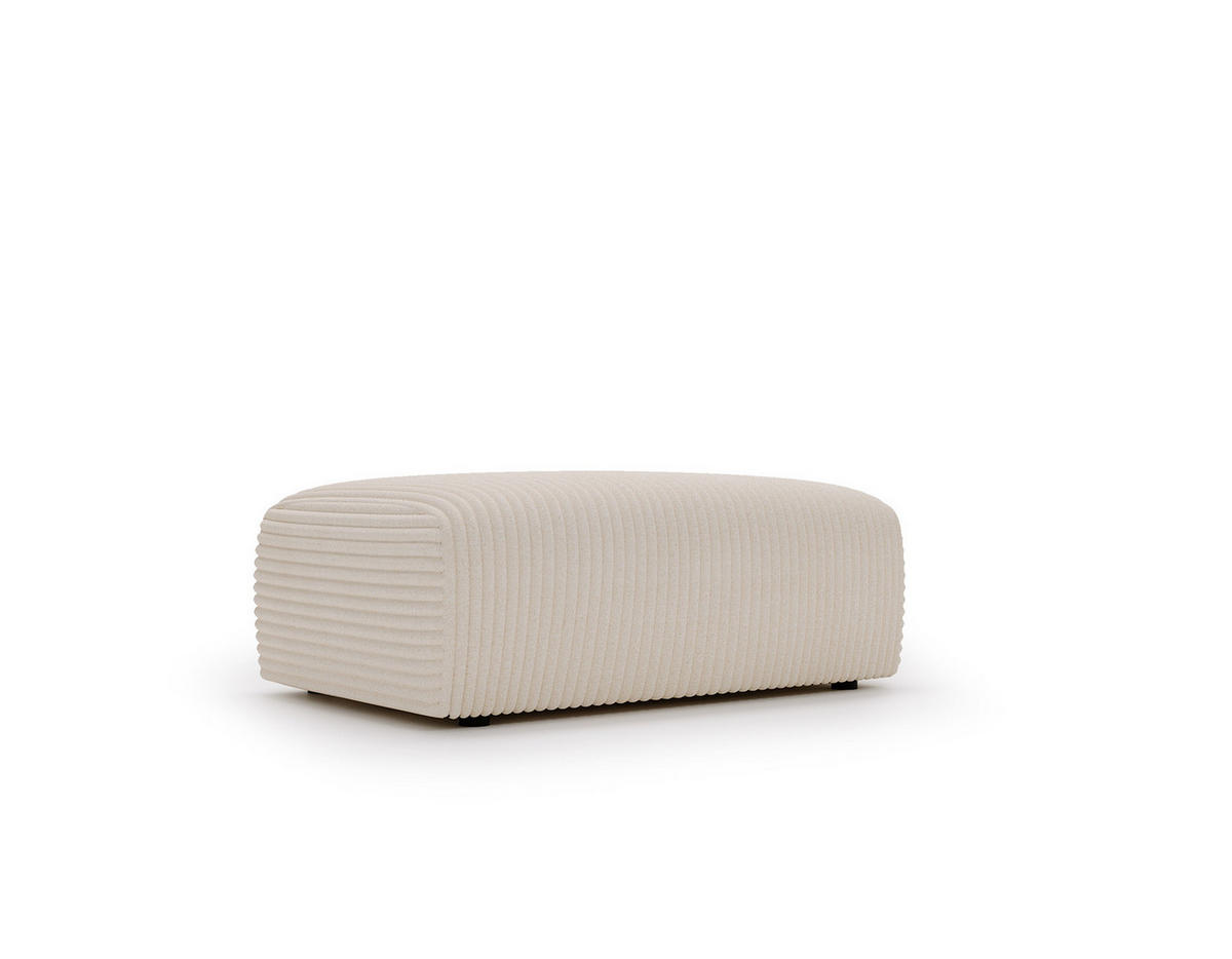 POLSTERHOCKER - Cord - Creme/Schwarz, Kunststoff/Textil (110/40/72cm) - home24