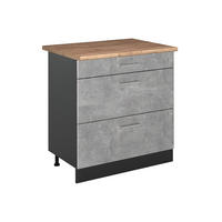 SPODNÍ SKŘÍŇKA KUCHYŇSKÉ LINKY R-Line, Beton/Antracit, 80 cm se 3 zásuvkami pracovná doska Dub Goldkraft - šedá/antracitová, kompozitní dřevo (80/81.6/60cm) - Vicco