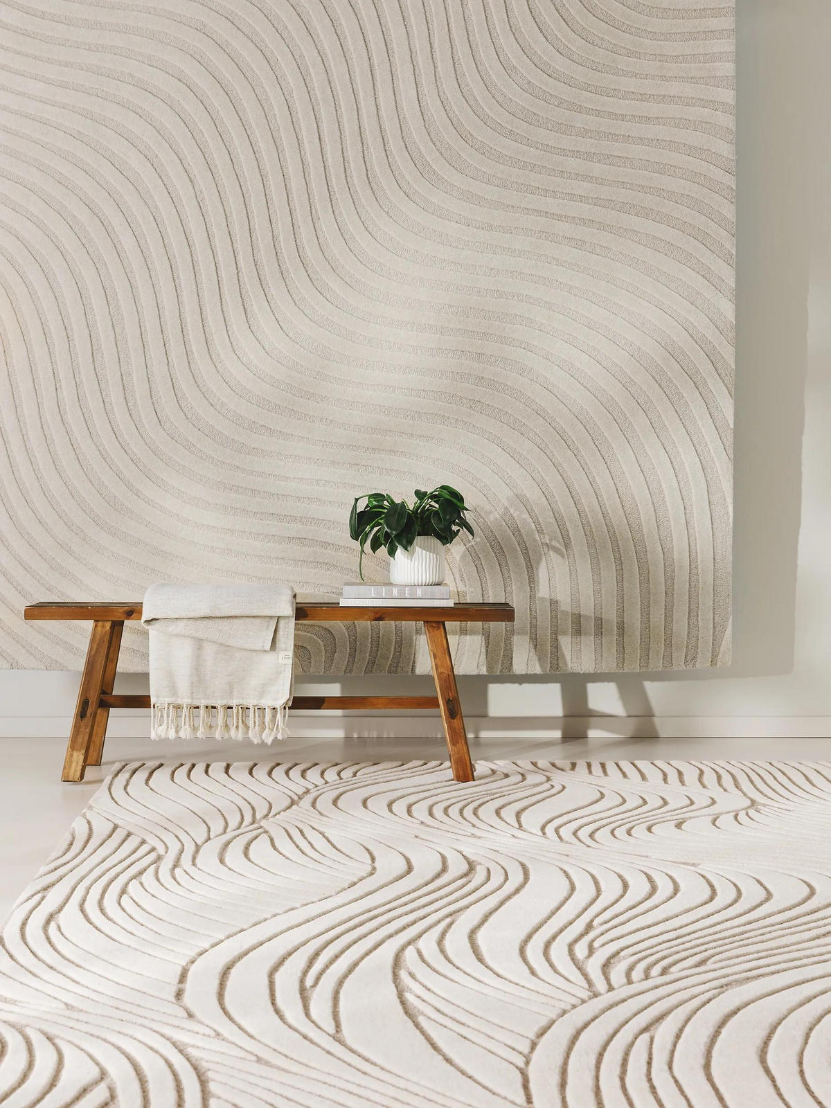 WOLLTEPPICH Tess Cream/Taupe 160x230 cm - Creme, Textil (160/230cm) - benuta Pure