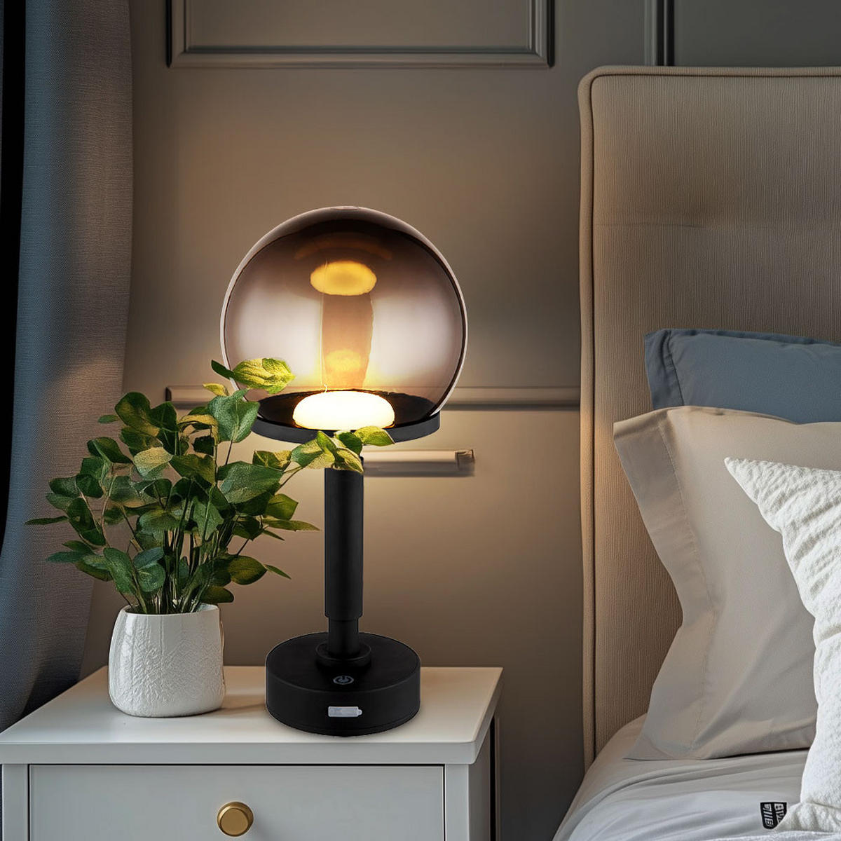 LED TISCHLEUCHTE Haku Schwarz - Schwarz, Kunststoff (15/15/31.5cm) - Globo Lighting