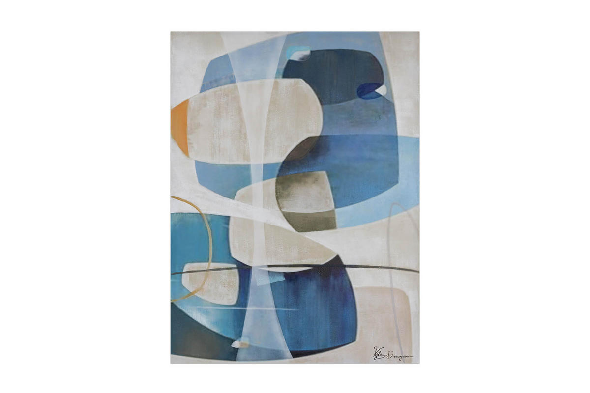ACRYLBILD HANDGEMALT 75/100 cm - Blau/Grau, Holz/Textil (75/100cm) - KUNSTLOFT
