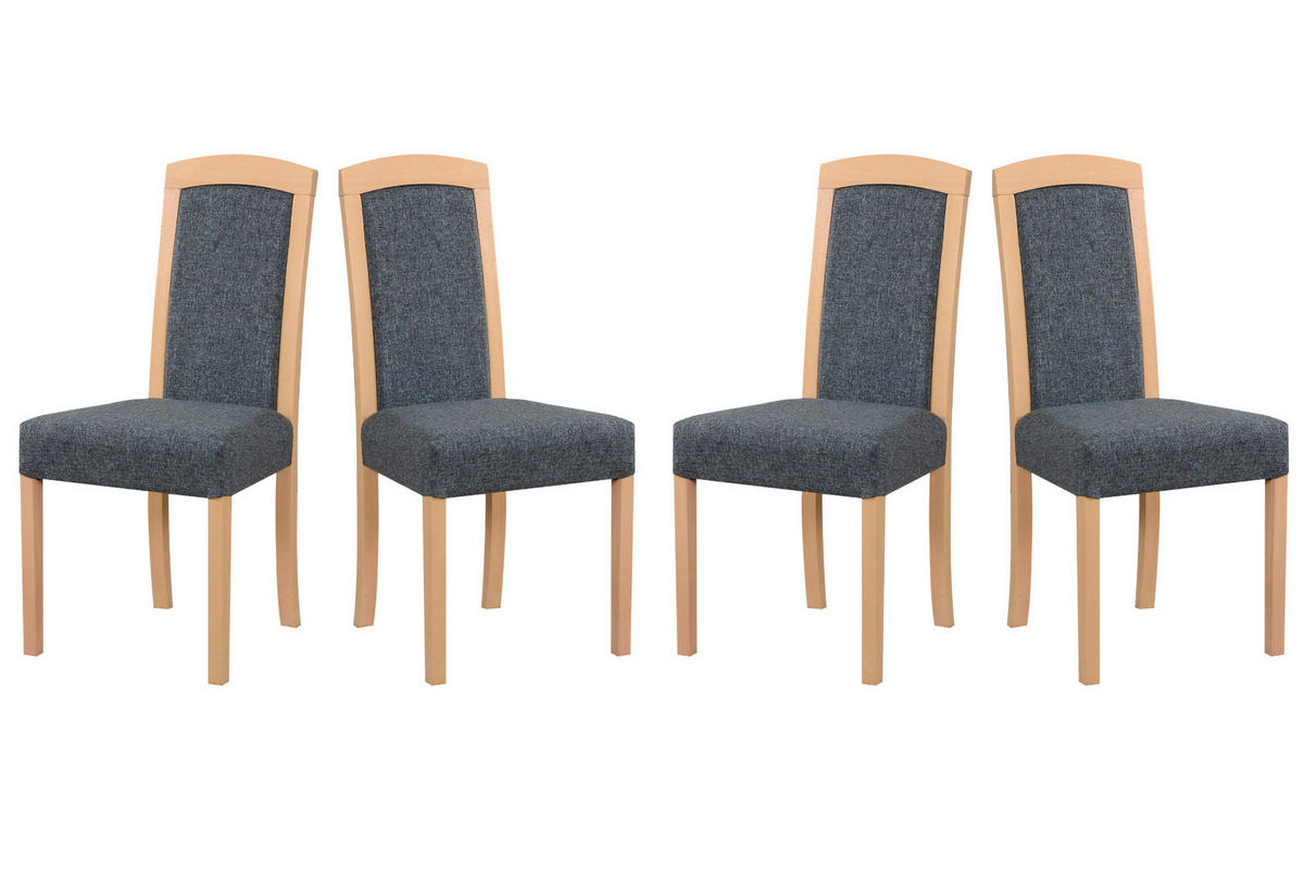 ESSZIMMERSTUHL - Set 4x Roma 7, sonoma, hygge 96  - Dunkelgrau/Sonoma Eiche, Holz (45/96/41cm) - Leaf Design