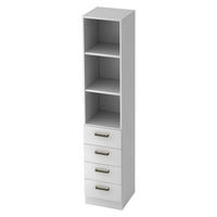 SCHUBLADENSCHRANK - 4 Schübe 42/40,6/200,4 cm in Weiß Streifengriff (Kunststoff) - Weiß, Holzwerkstoff (40.6/200.4/42cm) - bümö