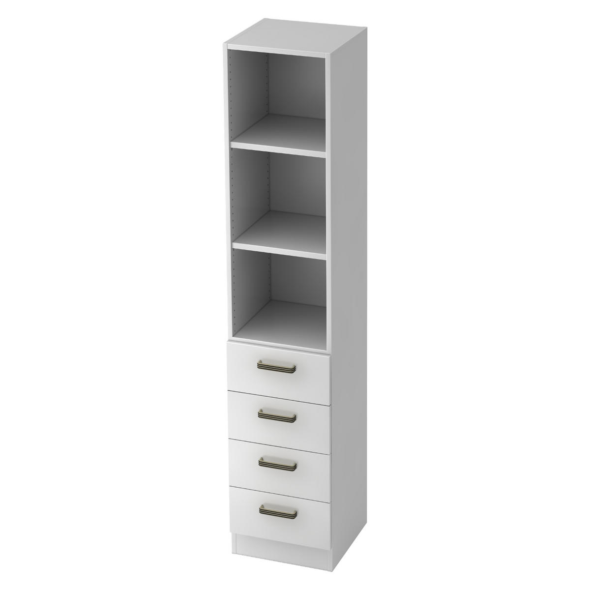 SCHUBLADENSCHRANK - 4 Schübe 42/40,6/200,4 cm in Weiß Streifengriff (Kunststoff) - Weiß, Holzwerkstoff (40.6/200.4/42cm) - bümö