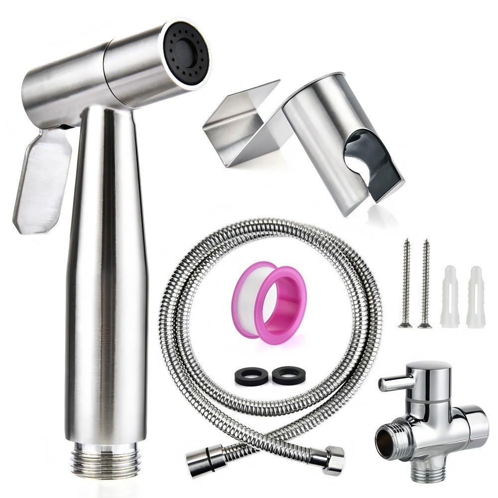 WC-BIDET-AUFSATZ – Silber – Handspülung – G1/2 Umsteller - Silberfarben, Metall (22.5/6/12.5cm)