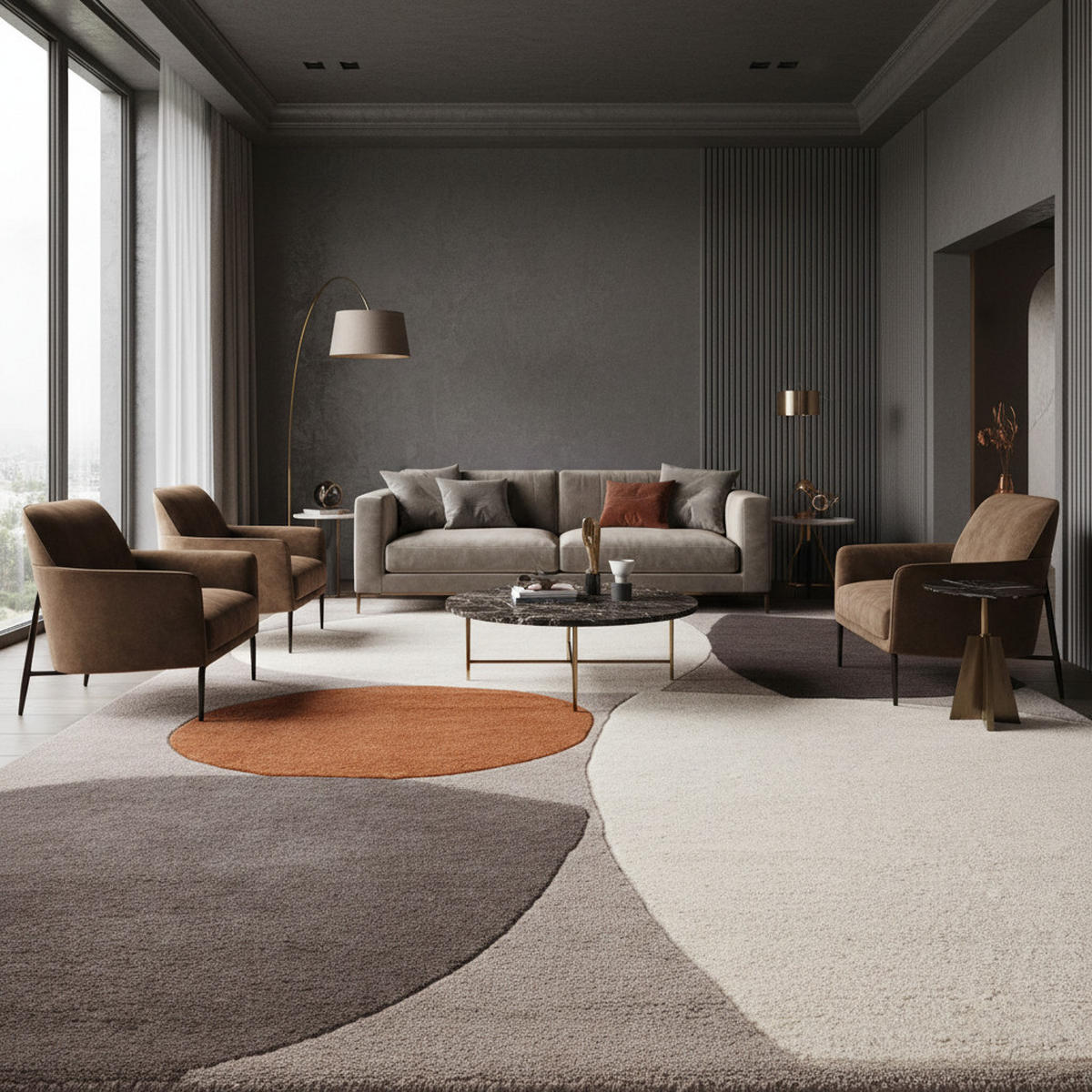 TEPPICH Wolle handgetuftet abstrakt Mid-Century ELAN-Mouzon, Silbergrau 200x290 cm - Grau, Textil (200/290cm) - KADIMA DESIGN