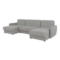 WOHNLANDSCHAFT Lupo Silber Mikrofaser - Silberfarben/Schwarz, Holz/Kunststoff (311/86/147cm) - S-Style Möbel