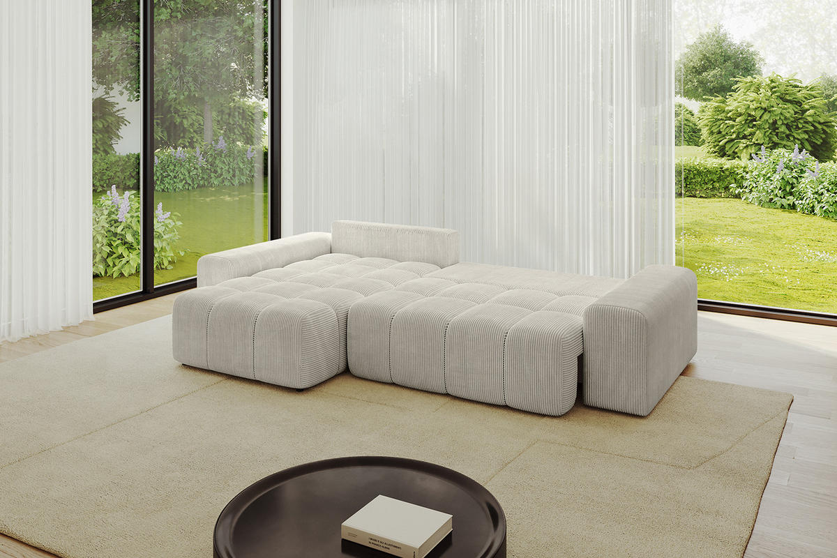 ECKSOFA Ottomane links/rechts ENIL-L 290x175x84 Hellgrau Cord - Hellgrau, Holzwerkstoff/Kunststoff (290/175cm) - ALTDECOR