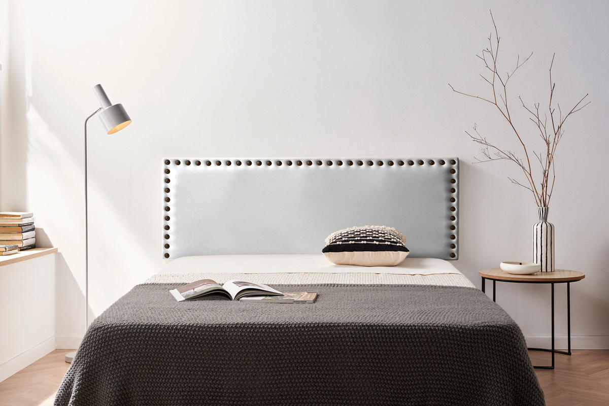 Kopfteil gepolstert MODENA Kunstleder 100x55x8 cm - Silber - Moonia - Silberfarben, Holz (100/8/55cm)