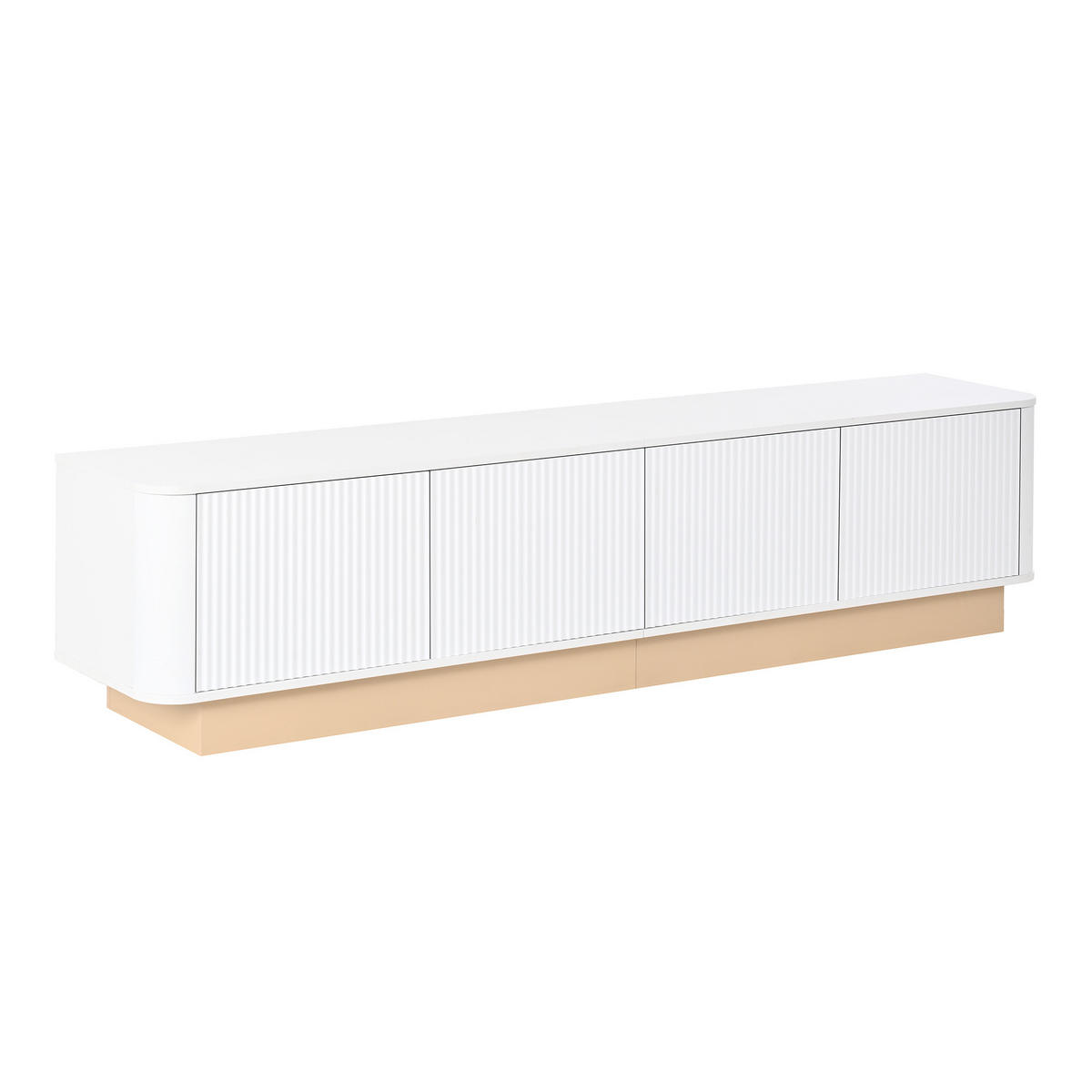 TV-LOWBOARD Luxus-Rillen-Design & abgerundete Ecken - Weiß, Holzwerkstoff (200/47.5/40cm) - Urban Meuble