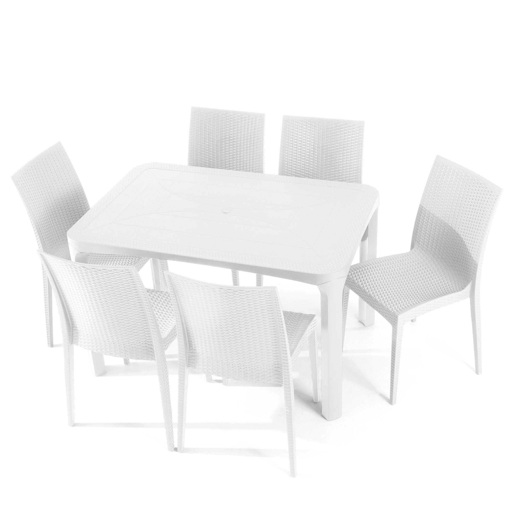 GARTENMÖBEL-SET LEOPSI, ETULI 7-tlg, Weiß - Weiß, Kunststoff - KONSIMO®