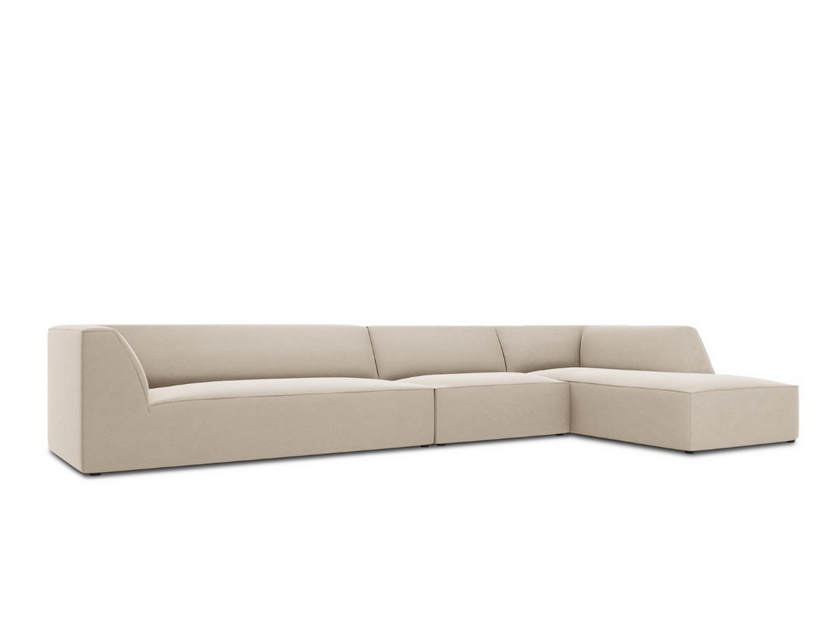 ECKSOFA rechts Ruby aus Samt beige 5 Sitzplätze - Beige, Textil (180/366cm) - Micadoni